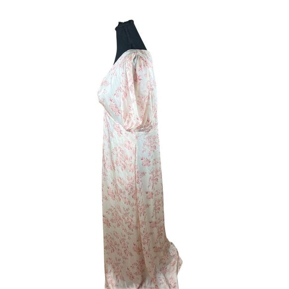 Sachin & Babi 12 Alli Gown Maxi Shift Dress floral Cream V Neck Puff Sleeve - Picture 5 of 9